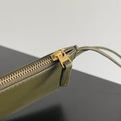 BOTTEGA VENETA 25S LARGE CABAT BAG 51 IN ARMY GREEN CALFSKIN GOLD HARDWARE