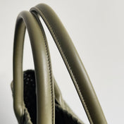 BOTTEGA VENETA 25S LARGE CABAT BAG 51 IN ARMY GREEN CALFSKIN GOLD HARDWARE