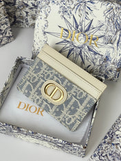 DIOR 25S 30 MONTAIGNE CARD HOLDER 10 IN IVORY OBLIQUE JACQUARD CANVAS