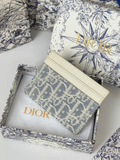 DIOR 25S 30 MONTAIGNE CARD HOLDER 10 IN IVORY OBLIQUE JACQUARD CANVAS