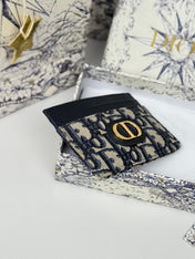 DIOR 25S 30 MONTAIGNE CARD HOLDER 10 IN BLACK OBLIQUE JACQUARD CANVAS