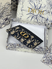 DIOR 25S 30 MONTAIGNE CARD HOLDER 10 IN BLACK OBLIQUE JACQUARD CANVAS