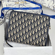 DIOR 25S 30 MONTAIGNE DEA POUCH BLUE OBLIQUE JACQUARD 26 IN CANVAS