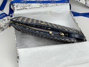 DIOR 25S 30 MONTAIGNE DEA POUCH BLUE OBLIQUE JACQUARD 26 IN CANVAS