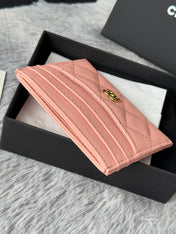 CHANEL 25S CARD HOLDER 11 IN PEACH PINK CAVIAR GOLD HARDWARE