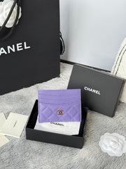 CHANEL 25S CARD HOLDER 11 IN LAVENDER PURPLE CAVIAR GOLD HARDWARE