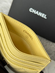 CHANEL 25S CARD HOLDER 11 IN YELLOW CAVIAR GOLD HARDWARE
