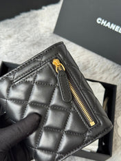 CHANEL 25S CF SMALL TRI FOLD WALLET 11 IN BLACK LAMBSKIN GOLD HARDWARE
