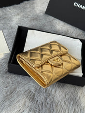 CHANEL 25S CF SMALL TRI FOLD WALLET 11 IN GOLD CAVIAR GOLD HARDWARE