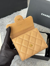 CHANEL 25S CF SMALL TRI FOLD WALLET 11 IN GOLDEN CARAMEL CAVIAR GOLD HARDWARE