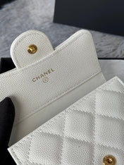 CHANEL 25S CF SMALL TRI FOLD WALLET 11 IN IVORY CAVIAR GOLD HARDWARE