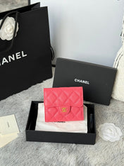 CHANEL 25S CF SMALL TRI FOLD WALLET 11 IN WATERMELON CAVIAR GOLD HARDWARE