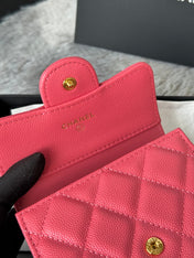 CHANEL 25S CF SMALL TRI FOLD WALLET 11 IN WATERMELON CAVIAR GOLD HARDWARE