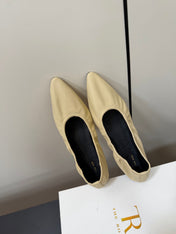 THE ROW 26S POINTED TOE BALLET FLATS IN BUTTER BEIGE LAMBSKIN
