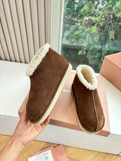 MIUMIU 26S ANKLE BOOTS IN BROWN SUEDE AND SHEARLING