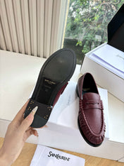 YSL 25S LOAFERS IN DARK RED LAMBSKIN