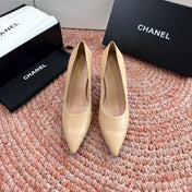 CHANEL 26S HIGH HEELS IN BEIGE SMOOTH LAMBSKIN