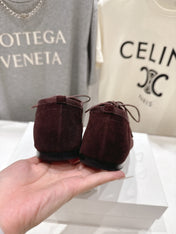 THE ROW 26S MINIMAL LACE-UP SHOES IN DARK BROWN SUEDE