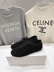 THE ROW 26S MINIMAL LACE-UP SHOES IN BLACK SUEDE