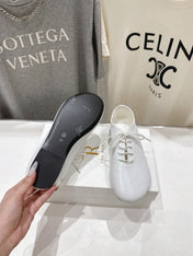 THE ROW 26S MINIMAL LACE-UP SHOES IN WHITE CALFSKIN