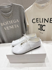 THE ROW 26S MINIMAL LACE-UP SHOES IN WHITE CALFSKIN