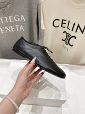 THE ROW 26S MINIMAL LACE-UP SHOES IN BLACK CALFSKIN
