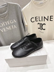 THE ROW 26S MINIMAL LACE-UP SHOES IN BLACK CALFSKIN