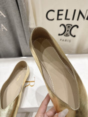 THE ROW 26S BALLET FLATS IN GOLD CALFSKIN
