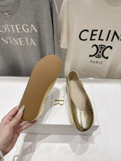 THE ROW 26S BALLET FLATS IN GOLD CALFSKIN