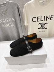 THE ROW 26S MARY JANE FLATS IN BLACK SUEDE