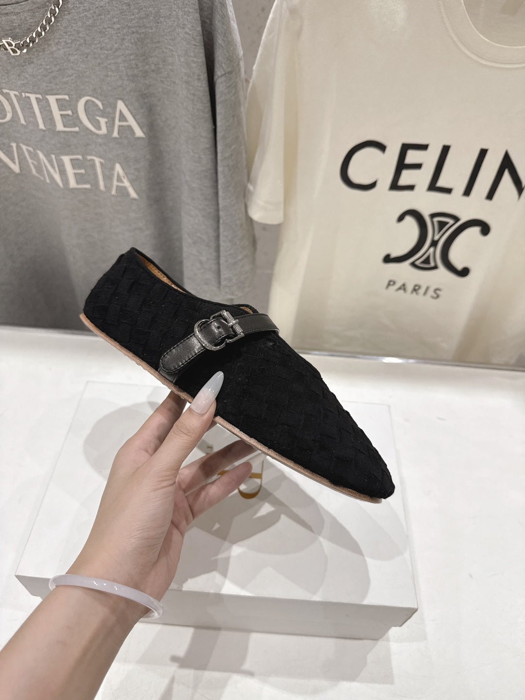 THE ROW 26S MARY JANE FLATS IN BLACK SUEDE