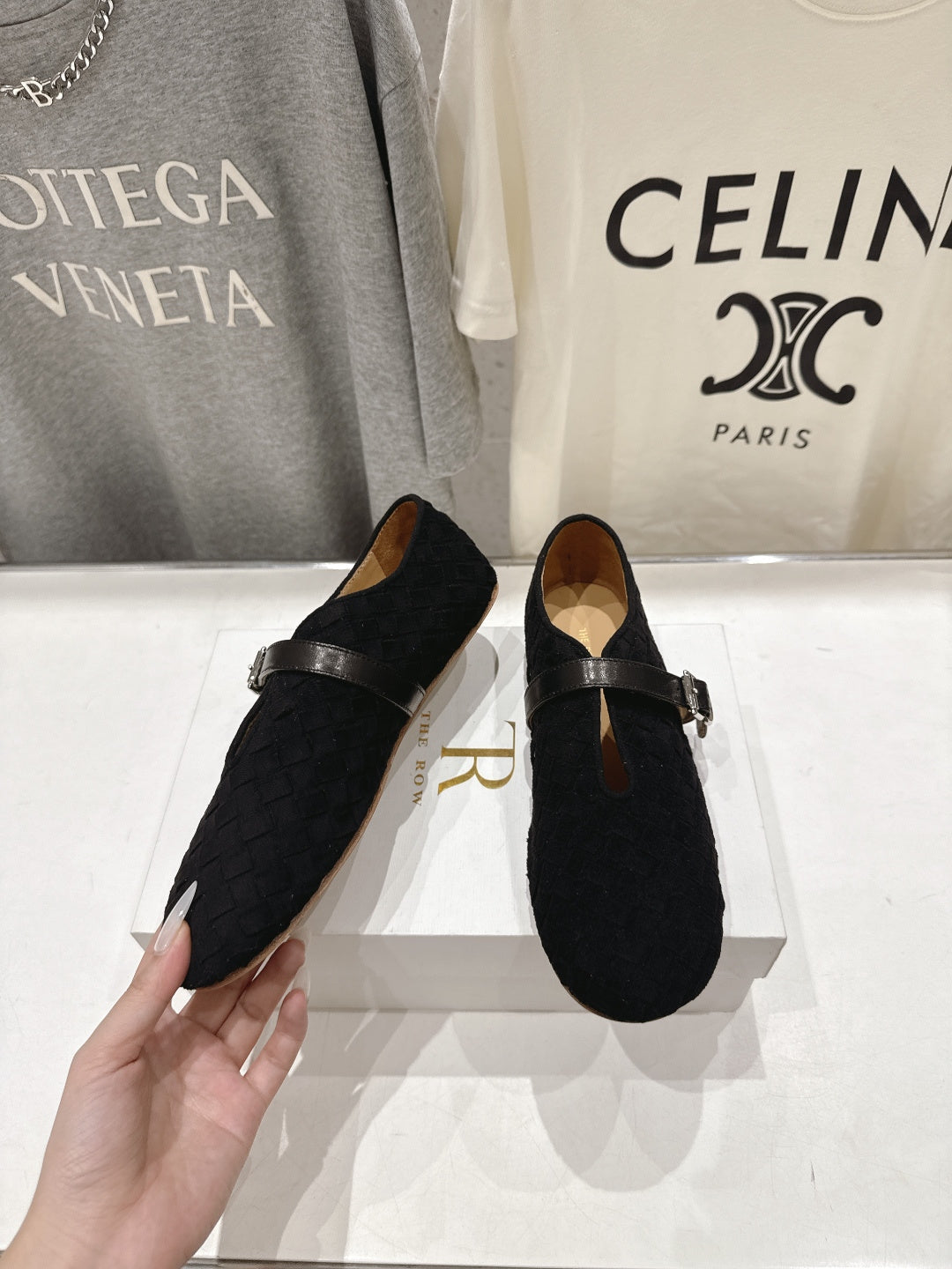 THE ROW 26S MARY JANE FLATS IN BLACK SUEDE