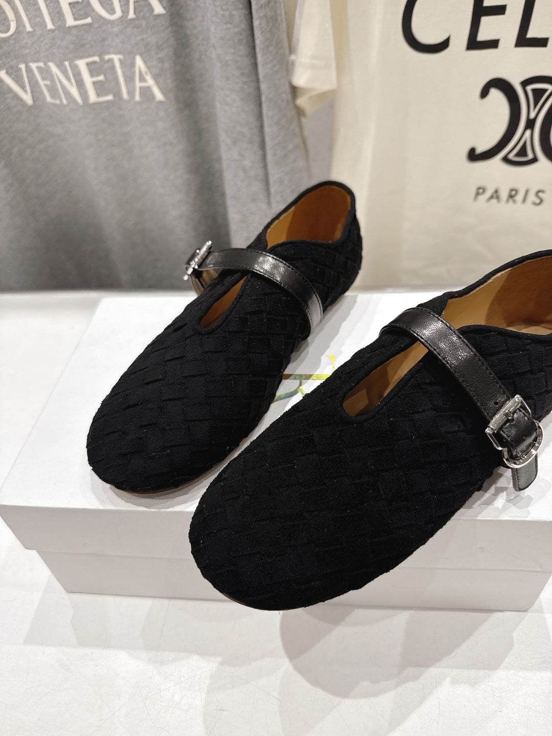 THE ROW 26S MARY JANE FLATS IN BLACK SUEDE