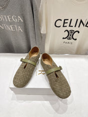 THE ROW 26S MARY JANE FLATS IN OLIVE BROWN SUEDE