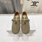 THE ROW 26S MARY JANE FLATS IN OLIVE BROWN SUEDE