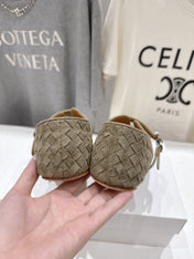 THE ROW 26S MARY JANE FLATS IN OLIVE BROWN SUEDE