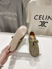 THE ROW 26S MARY JANE FLATS IN OLIVE BROWN SUEDE