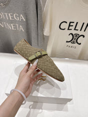 THE ROW 26S MARY JANE FLATS IN OLIVE BROWN SUEDE