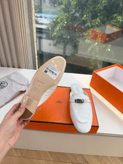 HM 26S DESTIN MULES IN WHITE CROCODILE-EFFECT LEATHER