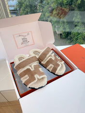 HM 26S SANDAL IN BEIGE WOOL AND BROWN SUEDE