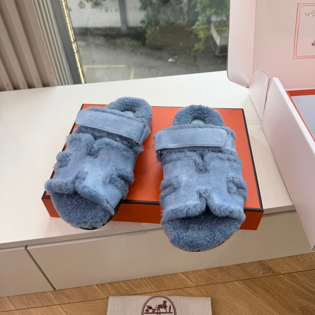 HM 26S SANDAL IN SKY BLUE WOOL AND SUEDE