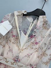 ZIMMERMANN 26S STAND COLLAR PATTERNED DRESS STYLE 106