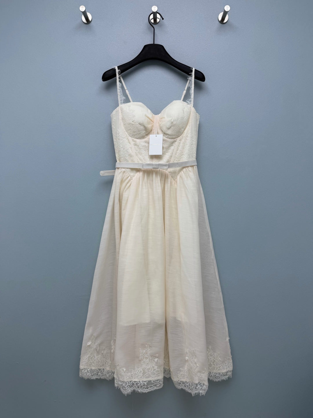 ZIMMERMANN 26S LACE-TRIM CORSET MIDI DRESS 319