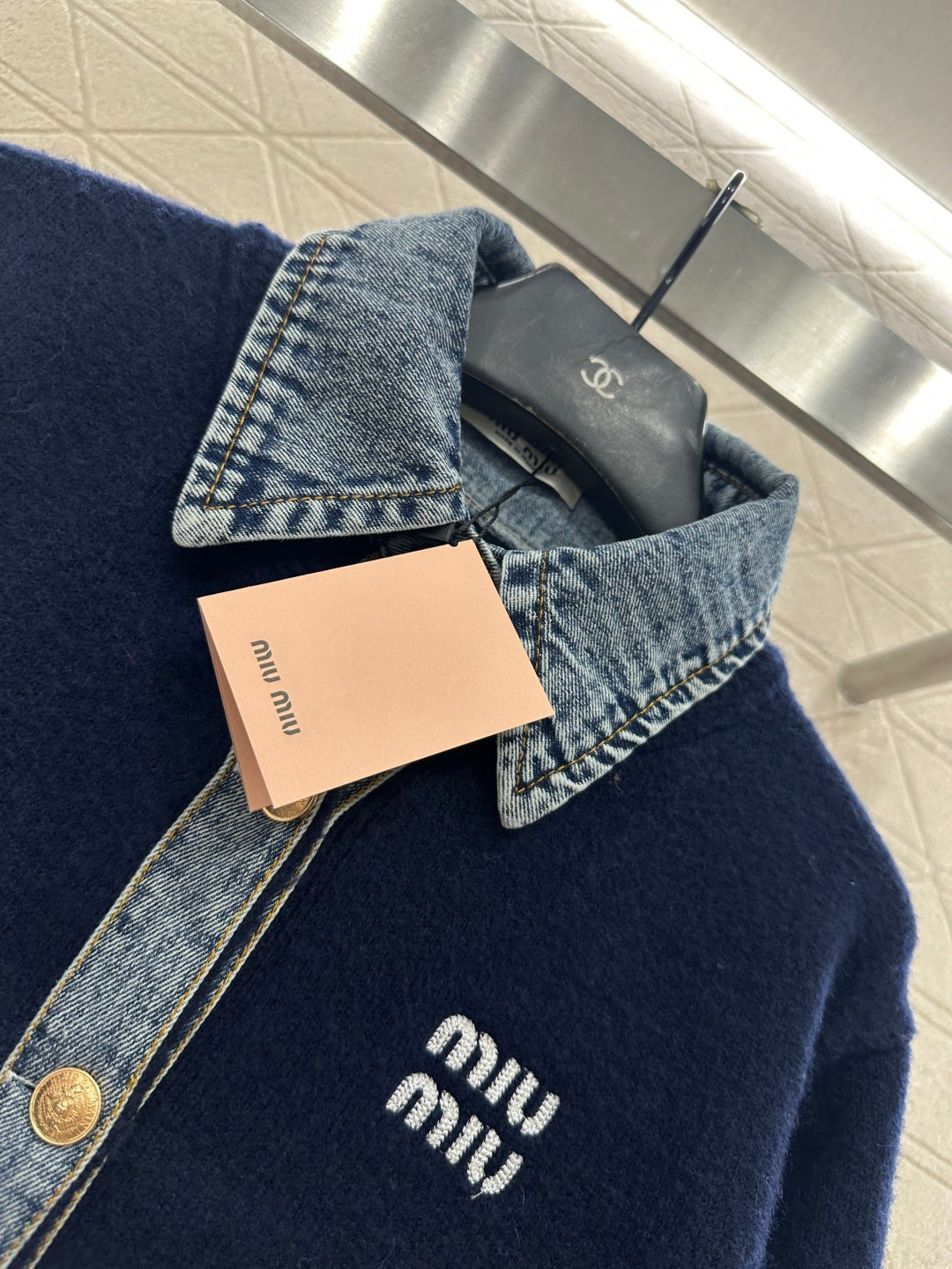 MIUMIU KNIT JACKET WITH DENIM STYLE 737