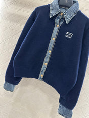 MIUMIU KNIT JACKET WITH DENIM STYLE 737
