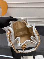 CHANEL 25S HOBO BAG 40 IN WHITE CAVIAR WITH GOLD HARDWARE