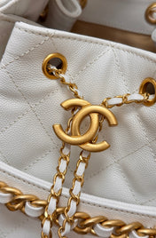 CHANEL 25S HOBO BAG 40 IN WHITE CAVIAR WITH GOLD HARDWARE