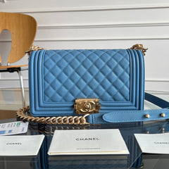 CHANEL 25S BOY BAG 25 IN BLUE CAVIAR