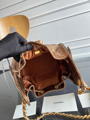 CHANEL 25S HOBO BAG 30 IN METALLIC BROWN CAVIAR WITH GOLD HARDWARE
