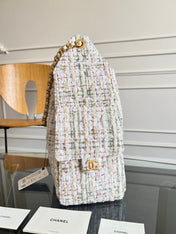 CHANEL 25S HOBO BAG 40 IN MULTICOLOR TWEED WITH GOLD HARDWARE
